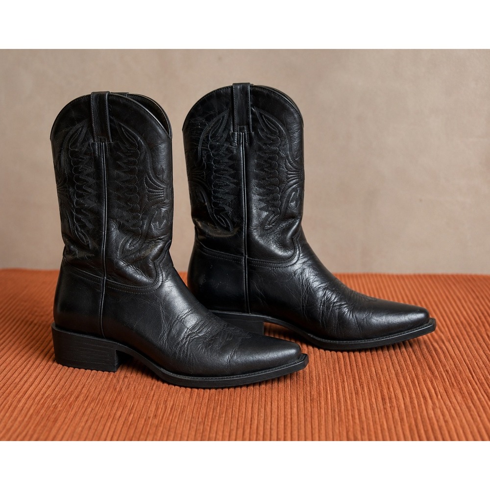 Gold Rush Cowboy Boots Women's Size 8‎ Black Good Condition Western Embroidery